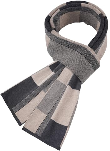 CAOZITOU Schal Herren, 30% Merinowolle Komfort Weich Warm Leicht Winter Damen Schals für Outdoor Sport, Laufen, Fahrt 180cm×30cm (Beige)