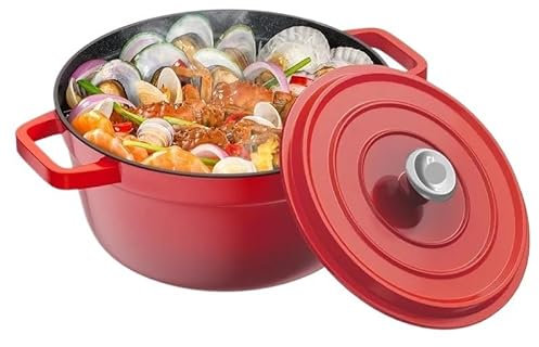 LYP-DEINEOMGS Slow Cooker e pentola for stufati: pentola Termica isolata, pentola for zuppe – utile e Facile da Pulire for Cucinare a casa(Red Dutch Oven)