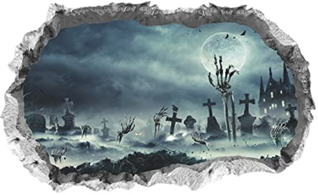 ORFOFE 1pezzi Adesivo Autoadesivo Halloween Scheletro Decorazioni Spettrali Tombale Facile Applicare e Rimuovere Per Halloween e Addobbi Inquietanti