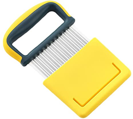 Amosfun 1 Pc Cuchillo Para Patatas Con Pinchos Rebanadoras De Papas Caseras Rallador De Queso Cortadora De Chips Cortadores De Frutas Acero Inoxidable De Grado Alimenticio 430 Yellow