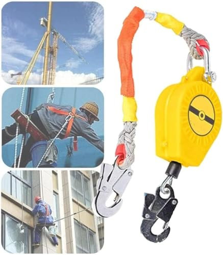 Ligne De Vie Auto-rétractable,Longe Limiteur De Chute,Dispositif Anti-chute Télescopique, Bloc De Protection Anti-chute,Câble Métallique De Sécurité For La Prévention Des Chutes Travaillant En Hauteur