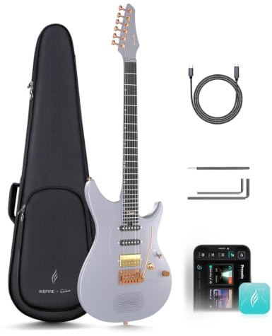 Enya Inspire Gitarre 39 Smart E-Gitarre aus Kohlefaser(Ozeilzinho) | eingebauter 15W Lautsprecher/20 unterschiedlichen Klängen/integrierte Presets/Ladekabel/Zubehör