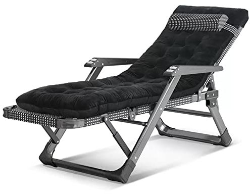 Klappbare Sonnenliegen, mit gepolstertem Kissen und Fußhocker, für Garten, Terrasse, Rasen oder Camping
