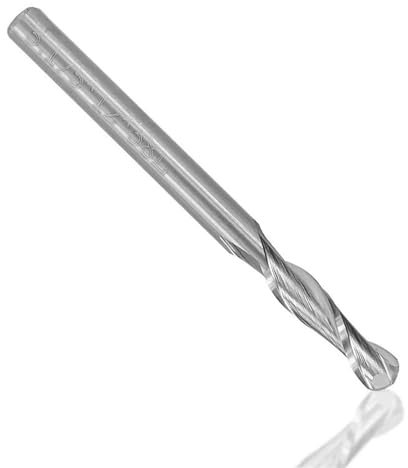 Temhyu 3,175 mm (1/8 Zoll) Schaft, Aluminium-Schaftfräser, Spiral-Kugelfräser for Aluminium, Messing, 2 Flöten, CNC-Fräser(3.175x2x8)