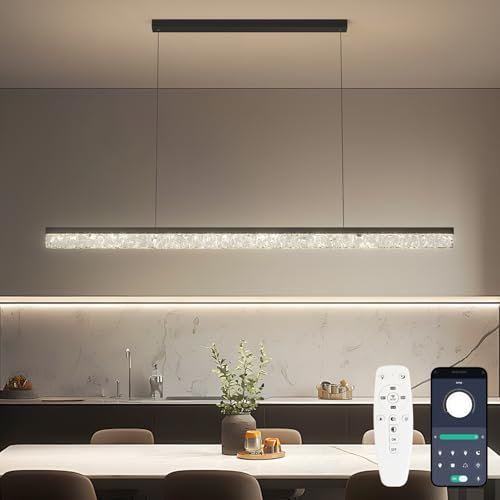 Lanmorn 100cm Pendelleuchte Esstisch Höhenverstellbar, Hängelampe Esstisch Schwarz, Küchenlampe Hängend Led Dimmbar, Esszimmerlampe Hängend 36W, Hängeleuchte