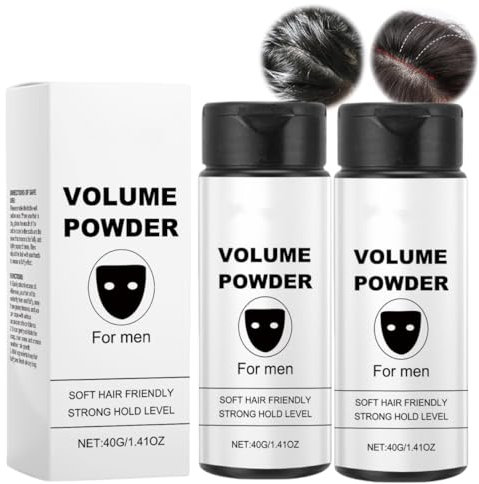Polvos Pelo Hombre,Based Texture Powder,Polvos Volumen Pelo, Polvo-Voluminizador para Cabello, Polvo de peinado el Cabello Suave y Esponjoso Todo el Día, efecto mate (40g, 2pc)