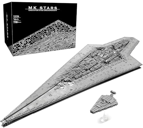 SHHFWU 13134 Technik Super Sternenzerstörer Bauspielzeug, 7588 Teile UCS Super Star Destroyer, Groß Raumschiff Modellbausatz Kompatibel mit Executor Star Dreadnought, Sammlerstück für Erwachsene