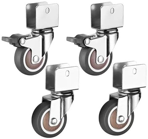 Lenkrollen, Möbelrollen, 1/1,5/2 Zoll, leise Räder aus weichem Gummi, U-förmige Rolle mit Bremse für Schrankklemmen, Ersatzrollen, Lenkrollen