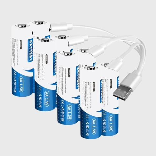 USB-C Rechargeable AA Batteries 8 Pack, 1.5V Constant Output Lithium Batteries, 1.5H Quick Charge, Smart Chip, 1500 Recharge Cycles for Xbox, Flashlights, Game Controllers, Clocks