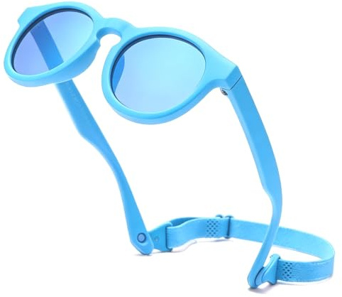 iNszkoos Flexibelt polariserade babysolglasögon med rem justerbar, spädbarn utomhus solskydd UV 400-skydd mjuk silikonram baby solglasögon för 0-36 månader småbarn nyfödda pojkar flickor