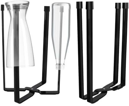 VFANDV Scolabottiglie Scolapiatti Bottiglie, Pieghevole Metallo Scola Borracce per 4 Bottiglie, Supporto Multiuso Scola Biberon per Cucina, Tavolo da Pranzo, Nero