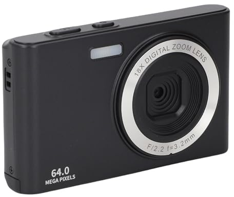 Camera retrò 4K Video 64MP Photo 18x Digital Zoom Student Camera per la Fotografia di Viaggio (BLACK)