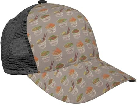YBGHDAA Gorra de béisbol de verano con diseño de huevera, fideos y ramen, perfil bajo, parte trasera de malla ajustable, sombrero de golf para papá, ligero aliento, Negro, Talla única