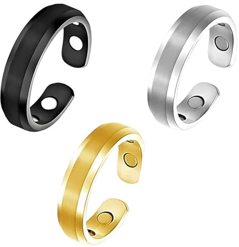 BAGUBDR 3 PCS Calmara Ring Weight Loss, Adjustable Rings for Women with 4 Powerful Stone, for Anxiety Relief and Better Sleep, Stress Relief Jewelry for Women and Men(With Box)