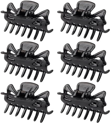 Hair Claw Clips for Women 6 Pack Black Plastic Small Medium Hair Jaw Clips | JaneYi Strong Grip Non-slip Styling Clamps Durable Clasps for Women Girls Fine Long Short Hair
