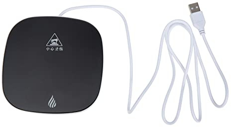 COLLBATH USB Coffee Mug Warmer for Desk, Automatic Temperature Control Heating Plate, Water and Milk Warmer Induction Switch, Black and White, Suitable for Office and Home Use