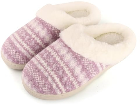 MIEHUIAI Chaussons Femme Hiver Chaud Pantoufles Femme Confortable Maison Mémoire Mousse Doublure en Peluche Chausson Fourré Intérieur/extérieur(38/39 EU,Violet)