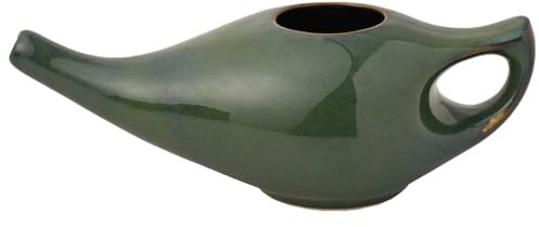 Ceramic Neti Pot for Nasal Cleansing – Handcrafted, Durable & Dishwasher Safe, 225 ml (7.6 fl oz) Capacity, Elegant Green