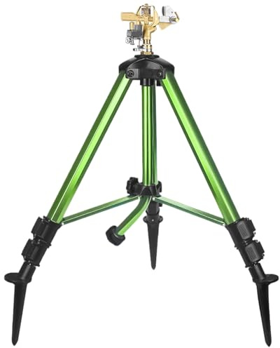 Aspersor de jardín Giratorio de 360° con trípode, Sistema de aspersor de césped Estirable 20-80PSI, aleación portátil para Uso en Exteriores