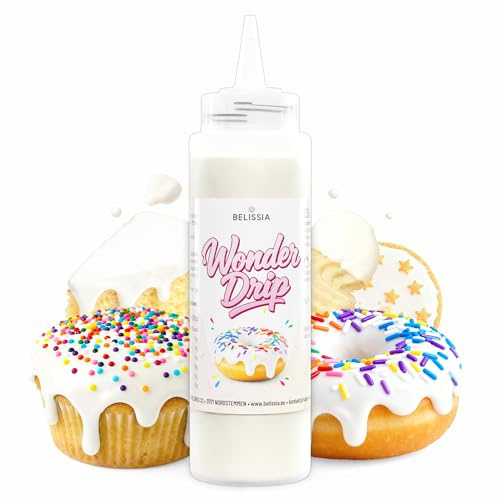 Belissia Wonder Drip Weiß 300g Glasur für Kuchen und Torten | Leuchtende Farbe, fertig in Minuten, für Drip Cake, Muffins, Cupcakes, Kekse, Desserts, Gebäck und kreative Deko