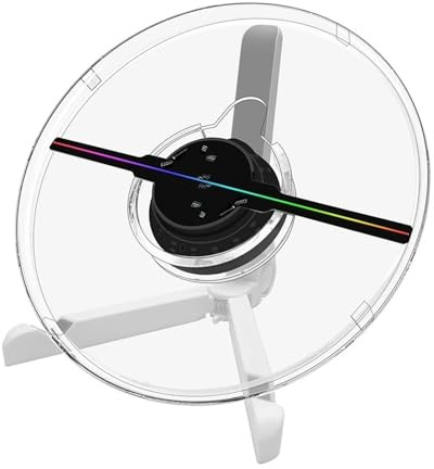 Mini proyector holográfico 3D de Escritorio con Ventilador, Letrero LED, Reproductor Compatible Tarjeta SD for imágenes y vídeo, Ideal for Tiendas, Bares Publicidad