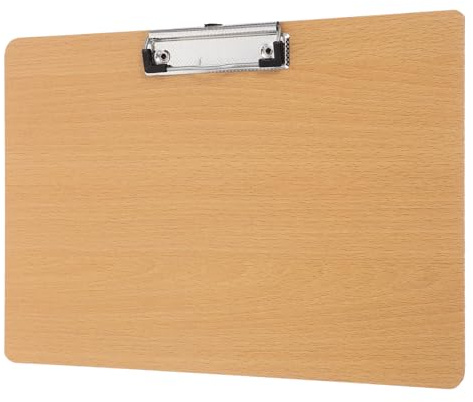 PRETYZOOM Planchette à Pince Horizontale Bois pour Bureau et Cuisine Support Écriture Solide et Résistant avec Clip Métallique Organiseur de Documents Polyvalent
