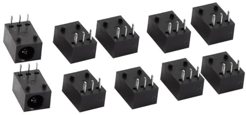 TA-VIGOR Lot de 10 prises d'alimentation CC 3,5 mm x 1,3 mm – Connecteur de montage PCB à 3 broches pour port de charge et réparation électronique