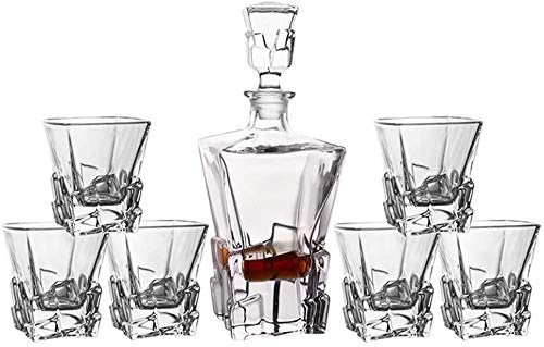 Set Decanter per Whisky, vetreria in Cristallo Senza Piombo, Bicchieri da Vino dal Design ergonomico, Decanter con Base ponderata a pareti Spesse, Set (M)