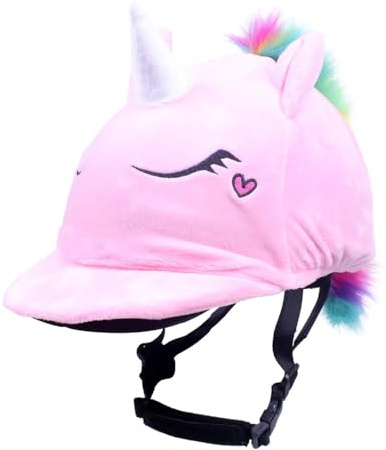netproshop Niedlicher Reithelmüberzug Unicorn mit Horn bunter Mähne und Schlafaugen One Size