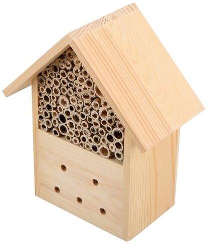 Angoily Holz Bienenhaus für Außenbereich Hängendes Bienenhotel 22x6x24,5cm Natürlicher Bienenstock für Bestäubung und Garten