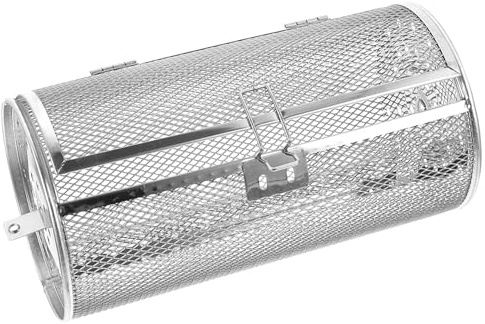 LIFKICH Edelstahl Drehspieß Korb 140 X 250mm für Backofen und Heißluftfritteuse mit Leicht Öffnender Tür 360° Rotierende Trommel zum Grillen von Gemüse Fleisch und Obst