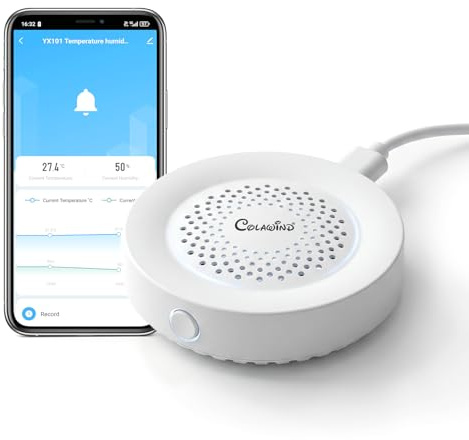 WLAN Thermometer Hygrometer Innen mit APP Alarm & 100dB Sirenenalarm | Smart WiFi Thermo-Hygrometer mit App Benachrichtigung, Datenspeicherung für Zuhause, Babyzimmer, Gewächshaus & Weinkeller