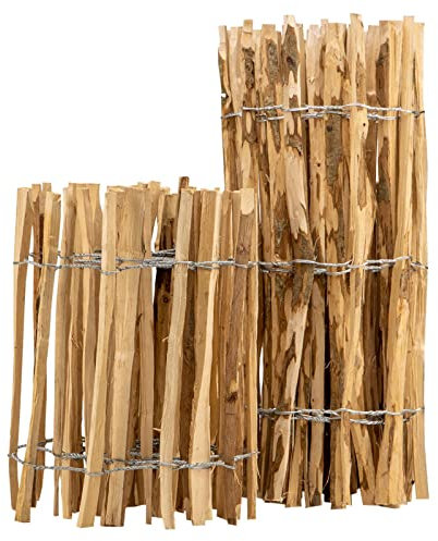 BooGardi Staketenzaun · 14 Größen · 120cm hoch · 5m lang · Lattenabstand 7-9cm · Kastanienzaun aus Haselnuss · Gartenzaun Holz · Jägerzaun Holzzaun · Bauernzaun