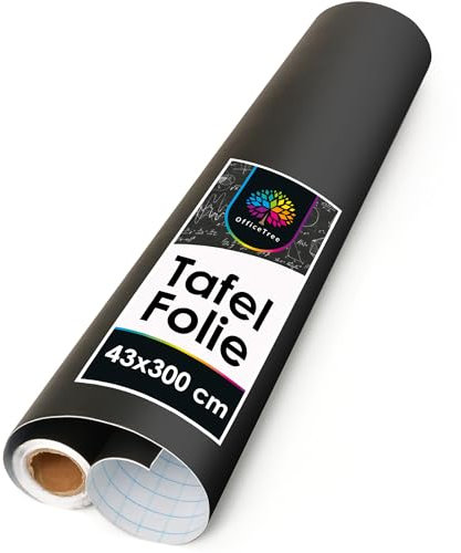 OfficeTree ® film tableau noir rouleau 300 cm - autoadhésif - 43 cm de large - ardoise - écrire dessiner peindre souligner à la craie - (1 rouleau)