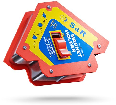 S&R Aimant de Soudeur Equerre Magnétique Soudure commutable On/Off. Positionneur angle 45°-90°-135°