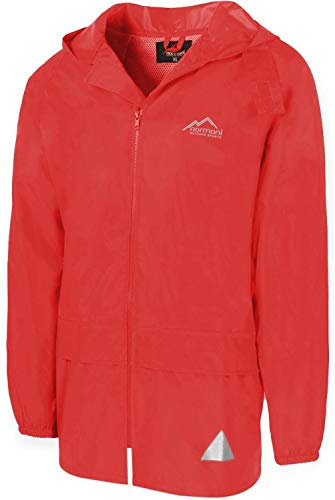 normani Outdoor Regenjacke Laufjacke Fahrradjacke mit Kapuze und 3M Scotchlite Reflektoren beidseitig für maximale Sicherheit Farbe Mittelrot Größe 10/3XL