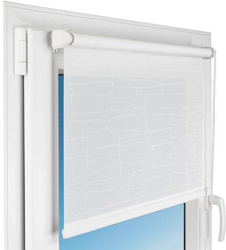 Deco4Me Seitenzugrollo Klemmfix ohne Bohren, mit Motiv (Design A2, 90 x 150 cm) - lichtdurchlässig & halbtransparent - Innenrollo für Fenster (Stoffbreite 86 cm)
