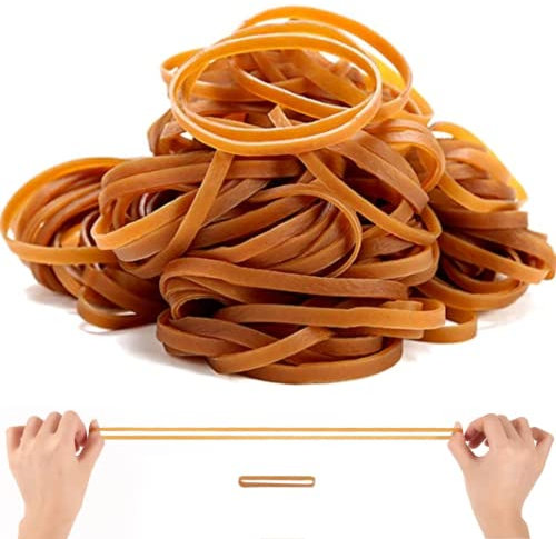 NARAMAKI® Elastici in Gomma 127x4mm Beije - 60 Elastici Resistenti Spesse Riutilizzabili per Ufficio, Scuola e Uso Domestico (4 CONF 60 ELASTICI 127X4MM)