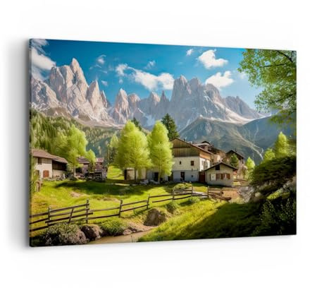 Quadri Moderni Soggiorno Montagne Paesaggio Alpi Quadro su Tela 120x80cm Stampe da Parete Camera da Letto Cucina 1 pezzo Wall Art Canvas Grandi XXL Decorazione Murale Grafica Immagini AA120x80-5814