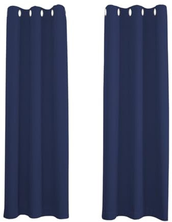 Happy Homewares Navy Midnight Blackout Curtains - 46 x 63 Inch Drop - Navy Blue Elegant Eyelet Curtains with Thermal Insulation - 2 Panels for Bedroom or Living Room