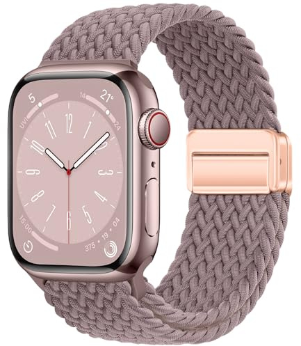 Qimela Sportloop kompatibel med Apple Watch Band 38 mm 40 mm 41 mm 42 mm 44 mm 45 mm 46 mm 49 mm för kvinnor män, magnetisk rem stretchigt flätat armband för iWatch serie 11 10 9 8 7 6 5 4 SE Ultra 3