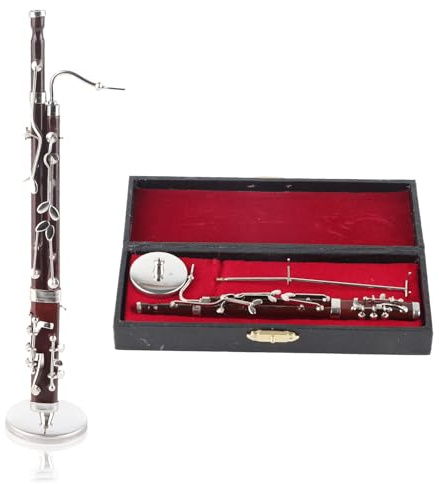 Hapivida Adornos de Fagot en Miniatura, Instrumento Musical, Minifagot, Decoración, Modelo de Instrumento Musical con Estuche Artesanal, 17cm