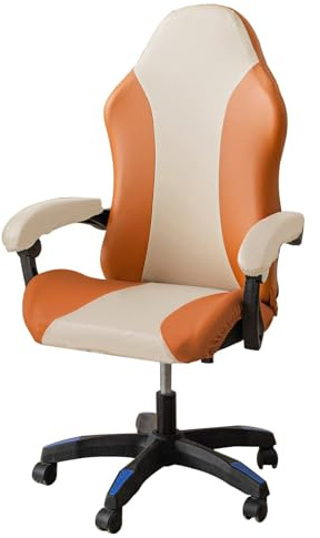 JinZao Funda Silla Gaming Impermeable, Funda para Silla Gamer Elástica con Reposabrazos Y Respaldo, Antideslizante Funda Silla Oficina de Cuero, Diseño de Dos Tonos,Anti-Aceite y Anti-rayaduras(F)