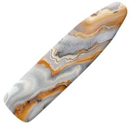 Copri Asse da StiroMarmo Arancione Copriasse da Stiro Riflettente al Calore per Stiratura Rapida Mollettone Copertura Copri Ferro da Stiro Universale Montaggio Facile 110x33cm