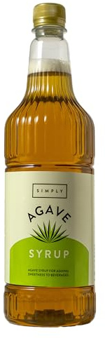 SIMPLY Agave Syrup (1 Litre) | Natural Coffee Syrup for Iced Matcha, Lattes, Cocktails, Frappes & Smoothies, Vegan & Halal, For Hot & Cold Drinks