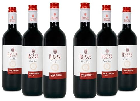 BotteBuona Vino Rosso d‘Italia Italienischer Rotwein mit Waldfrüchtenoten, 11,5 % Vol., Karton mit 6 Flaschen mit jeweils 750 ml