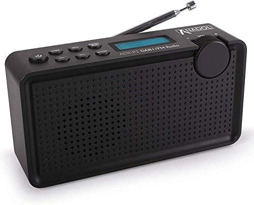 [ Test 2X GUT *] Anadol ADX-P1 DAB DAB+ Radio für UKW FM fähig, Radio tragbar - Kofferradio Stereo mit Akku - Digital Radio mit LCD-Display und 20 Senderspeicherplätze, Kopfhöreranschluss - schwarz