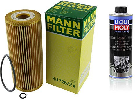 MANN-FILTER Ölfilter HU 726/2 x + 2427 Pro-Line Motorspülung