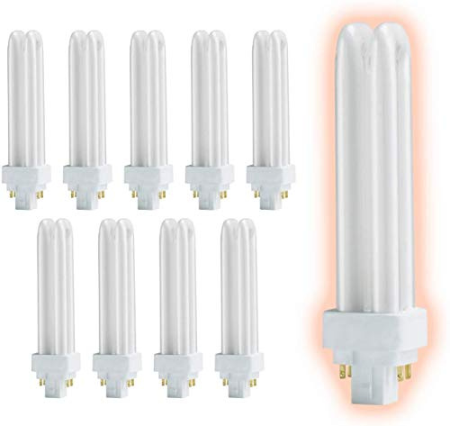 GoodBulb 13 Watt CFL Light Bulbs 4 Pin G24Q-1 Base 5000K Daylight 13W High Output 900 Lumens Double Tube Compact Fluorescent Light Bulbs Plug-in 10 Pack