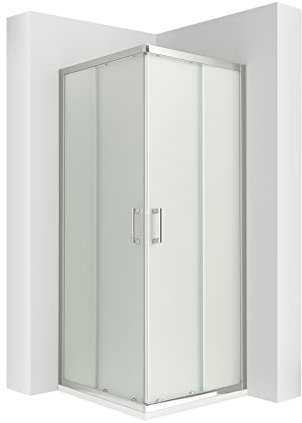 MOG Duschkabine mit Schiebetüren 90x90 cm Höhe: 180 cm Eckdusche mit Rollensystem aus 6mm satiniertem ESG Glas DK77 - alle Grössen